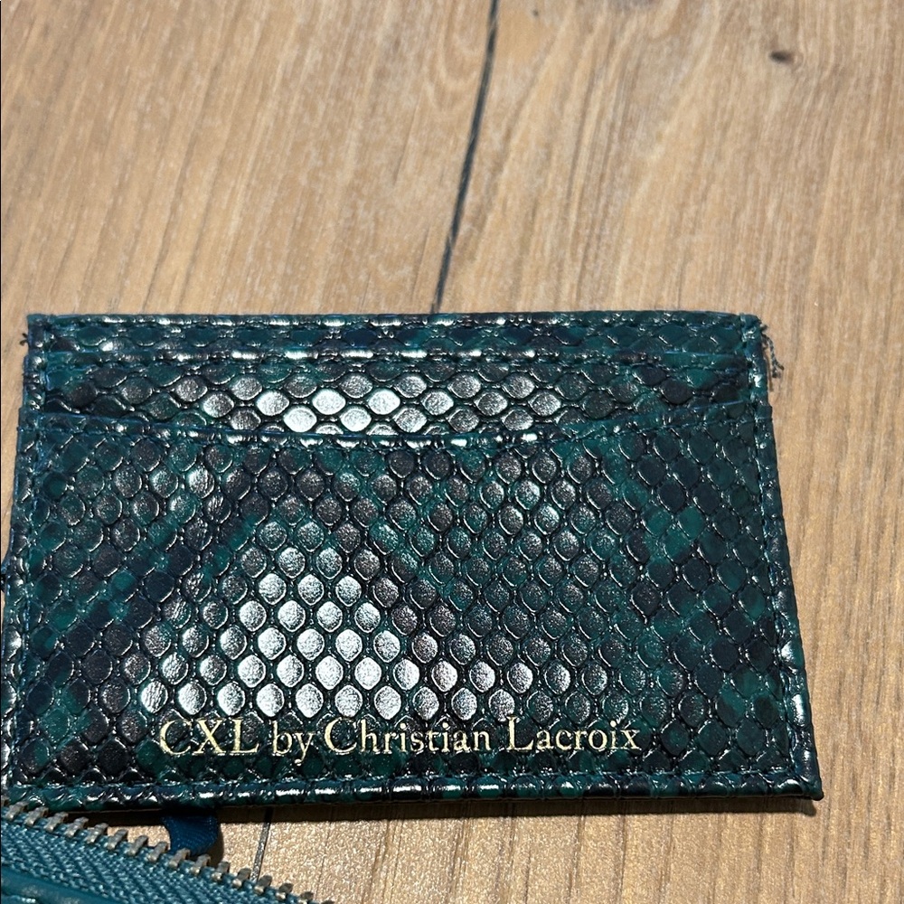 CXL Christian Lacroix Viere Green Python Smooth Zip Around Faux Leather Wallet - Picture 4 of 9